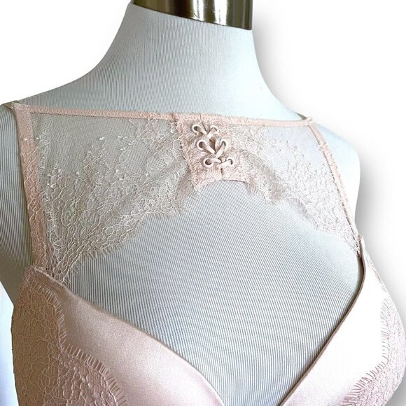 Victorias Secret Very Sexy Push Up Bra 32D Ballet Pink Lace High Neck Longline - Picture 6 of 9